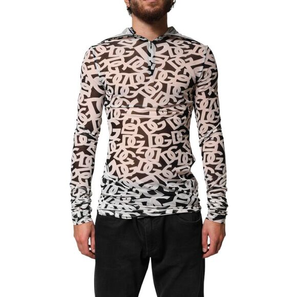 Dolce & Gabbana White DG Logo Long Sleeves Turtleneck Men's Top